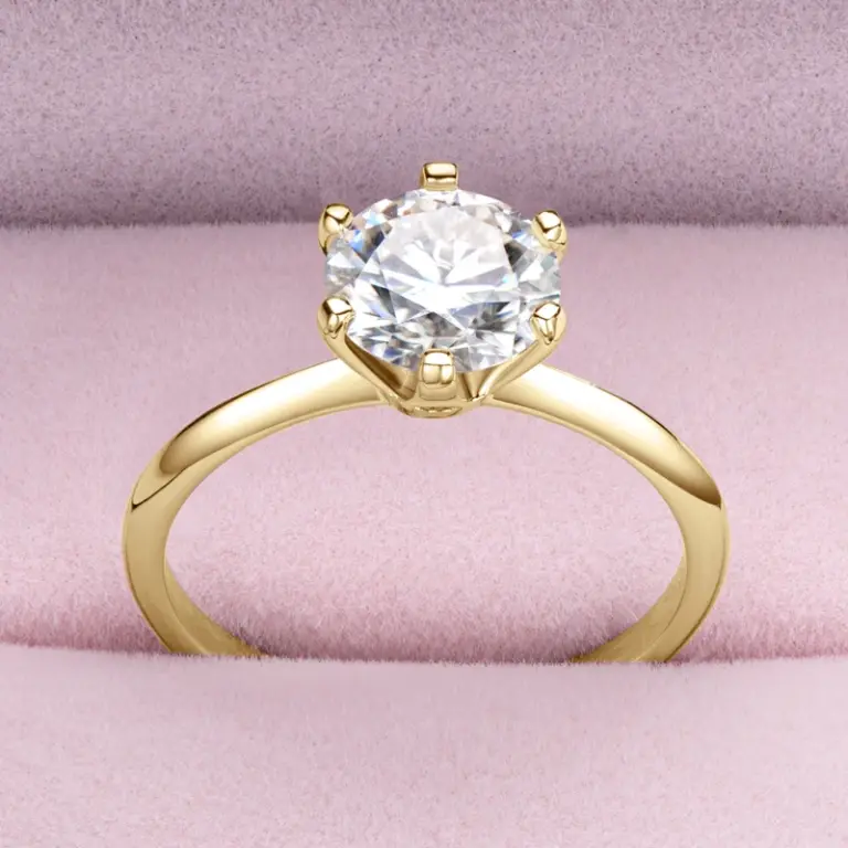 Anziw 2.5ct Moissan ite Solitaire Ring gelb vergoldet 2ct Verlobung Ehering Band 3,0 Silber zertifizierten Schmuck für Frauen 4