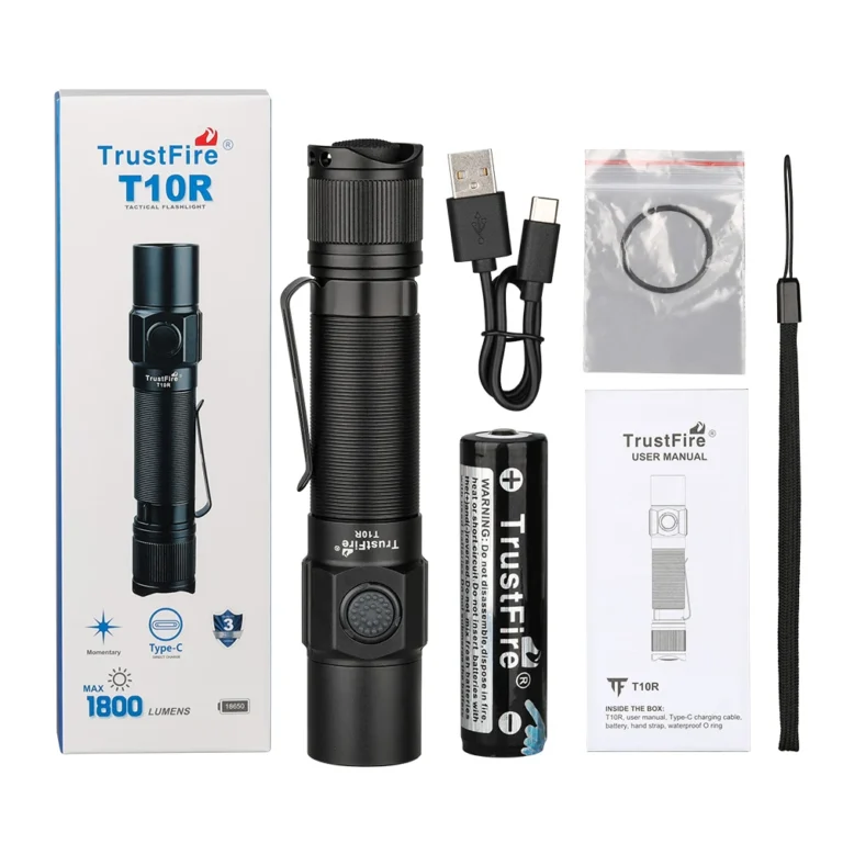 Trustfire T10R Armee Taktische Taschenlampe 1800 Lumen Leistungsstarke Typ C USB Aufladbare 18650 LED Wiederaufladbare Militärische Taktische Lampe 6