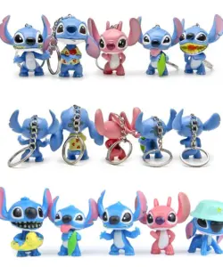 10 stücke Disney Lilo Stich Anime Figuren Action Figura Schlüsselanhänger Anhänger Ornament Puppen Sammlung Modell Stich Spielzeug Für Kinder Geschenk