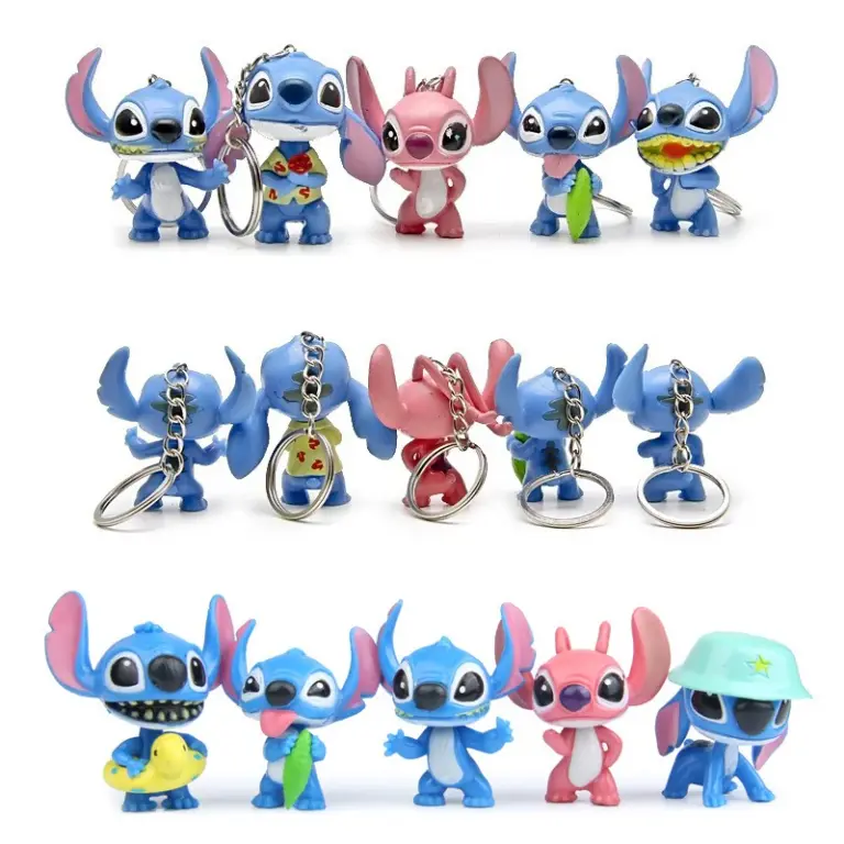 10 stücke Disney Lilo Stich Anime Figuren Action Figura Schlüsselanhänger Anhänger Ornament Puppen Sammlung Modell Stich Spielzeug Für Kinder Geschenk