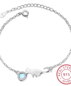 100% 925 Sterling Silber Mondlicht Stein Katze Charme Armbänder & Armreifen Für Frauen Kreative Edlen Schmuck