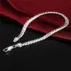 925 Sterling Silber klassische flache seitliche Kette Armbänder Halskette für Frauen Herrenmode Party Hochzeits schmuck Geschenke Pulse ras 2