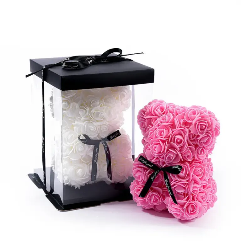 1pc 20cm Rosen bär Kunst schaum Blumen tragen romantische kreative Geschenke für Valentinstag Jubiläum Hochzeit Geburtstag mit Box 5