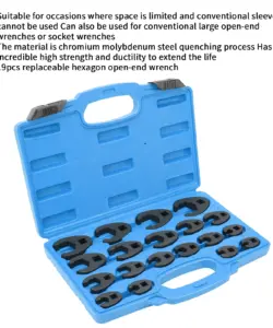 Krähenfußschlüssel, metrisches Set, 8–32 mm/0,3–1,3 Zoll, Cr-Mo-Stahl mit Werkzeugkasten, Handwerkzeug, Mutternschlüssel, Krähenfußschlüssel