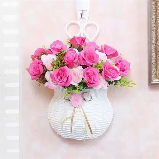 Hängende Blumen korb Gartenparty handgemachte DIY Vase Kleinigkeiten Veranstalter Wand künstliche Rattan Wohnkultur Töpfe 6