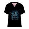 Sommer Disney Stitch T-Shirts Frauen Tasche lange T-Shirt Mädchen Kurzarm Krankenhaus tragen V-Ausschnitt Krankens ch wester Uniform T-Shirt Cartoon Top 6