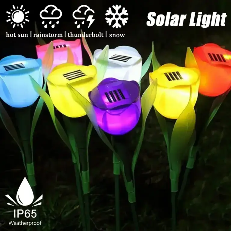 Outdoor LED Solar Licht Tulpe Blume Lampe wasserdicht Garten Pfahl Rasen Lichter stehen Dekor für Hof Outdoor Party Dekoration 1