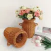1 Stück klassischer gewebter Rattan-Blumenkorb, langlebig und waschbar, chinesisches Retro-Blumenarrangement, praktische Heimdekoration