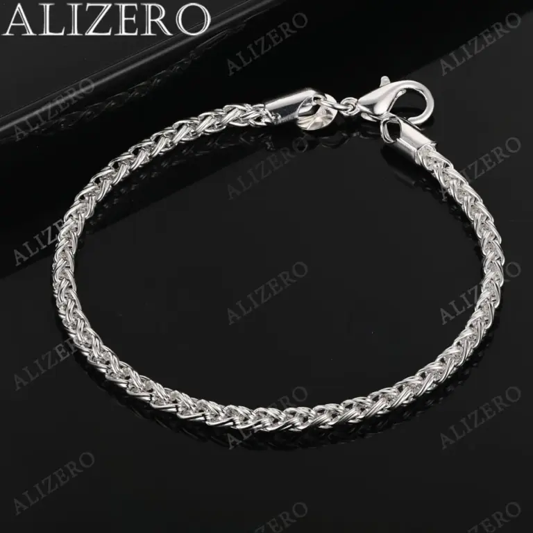 Alizero 925 Sterling Silber 18 Karat Gold 4mm Kette Armbänder für Frauen Männer Mode Hochzeit Bankett Party Geschenk Charms Schmuck 2