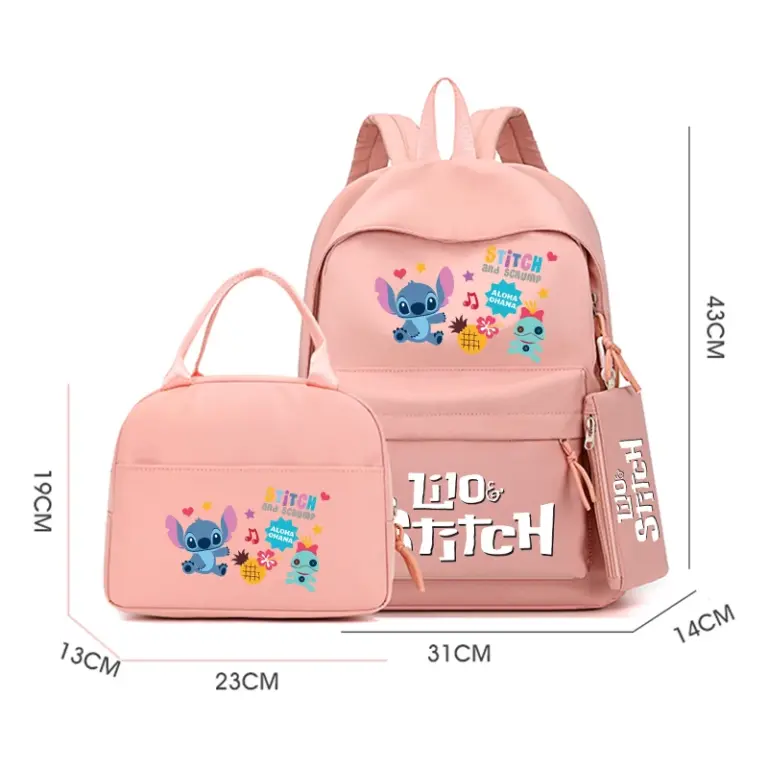 3 teile/satz Disney Lilo Stich bedruckten Rucksack mit Lunch-Tasche für Teenager Mädchen Junge Bücher tasche Kind Geschenk bequeme Reises ets 4