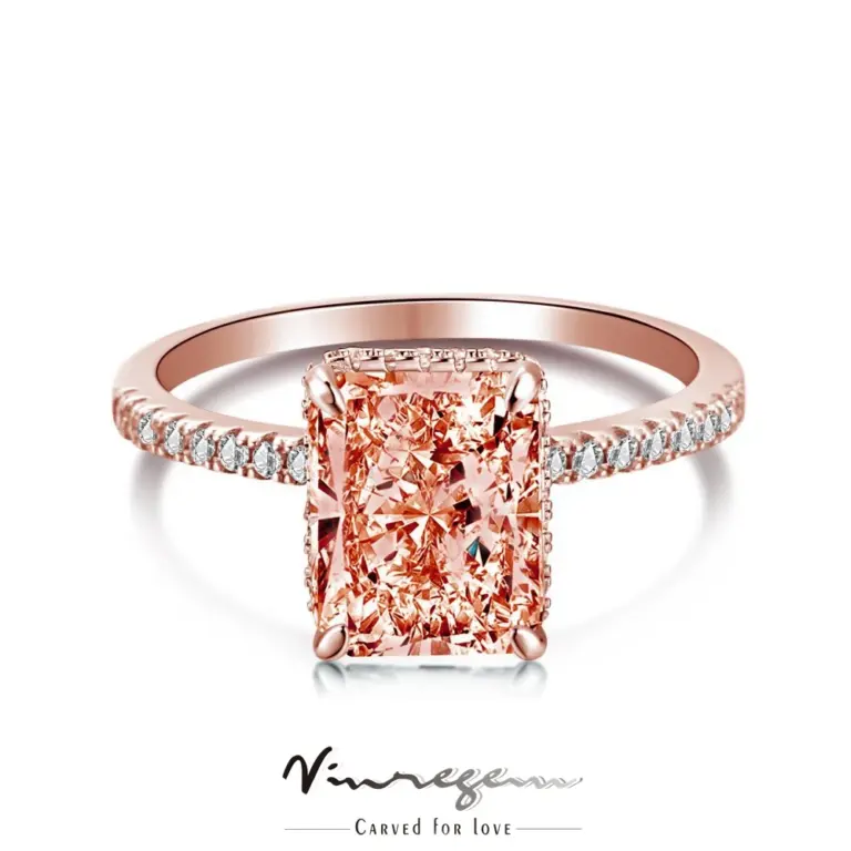 Vinregem Sterling Silber Roségold Crushed Ice 5ct Morganit synthetischen Moissan ite Hochzeits feier Ring für Frauen Großhandel