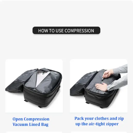 Männer Reiserucksack Vakuumkompression 17-Zoll-Laptop-Rucksack Business Schulrucksack mit großer Kapazität Erweiterter Wanderrucksack 3