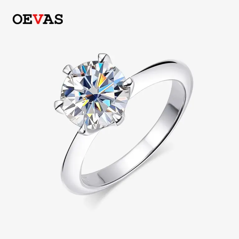 Oevas funkelnde 0,5-3 Karat Moissan ite Ringe für Frauen 18 Karat Weißgold Farbe Sterling Silber Hochzeit edlen Schmuck Geschenke 1