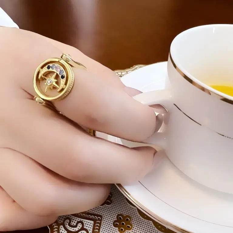 Ring Lizenz Stern & Mond Gold, Europa Feine Jewerly Für Eleganz Frauen, 2022 frühling Böhmen Geschenk In 925 Sterling Silber 3