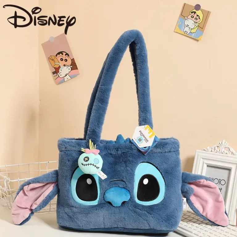 100% echte Disney Cartoon Plüsch Spielzeug Stich Stoff ausgestopfte Puppe Umhängetasche süße & süße Erdbeer bär weiche Mädchen Handtasche 2