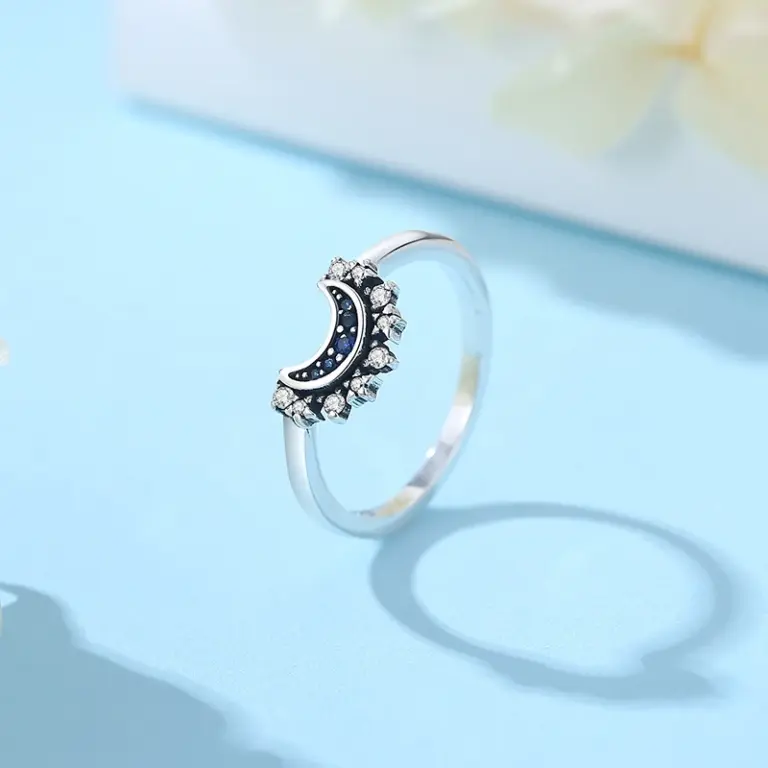 Original Sterling Silber Ringe für Frauen Mond Sonne Verlobung Hochzeit stapelbare Kristalle Ring Gold Luxus Schmuck Geschenk 5