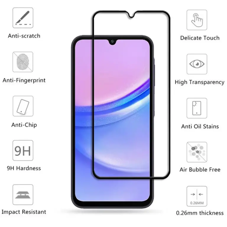 Für Samsung Galaxy A15 Gehärtetes Glas Samsung Galaxy A15 A55 A35 A25 A05 A05S Displayschutzfolie Schutzfolie Galaxy A15 2