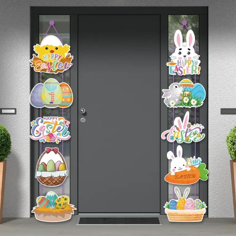 Glückliche Ostern hängende Tür Banner Hase Ei Karotte Muster Papier Couplet Ostern Dekoration für zu Hause 2024 Frühling Party Kaninchen Geschenk 2