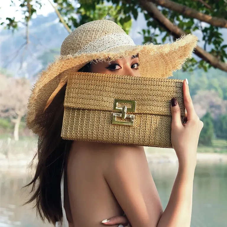 Stroh gewebte Clutch für Frauen Bast häkeln Strand Rattan kausale weibliche Party Hochzeit Abend tasche neue Sommer Luxus Geldbörse Handtasche 2