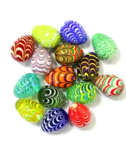 5Stück Custom Schöne Seltene Murano Glas Ostern Ei Form Ornamente Bunte Handgemachte Mini Oval Marmor Ball Für Urlaub Partei decor