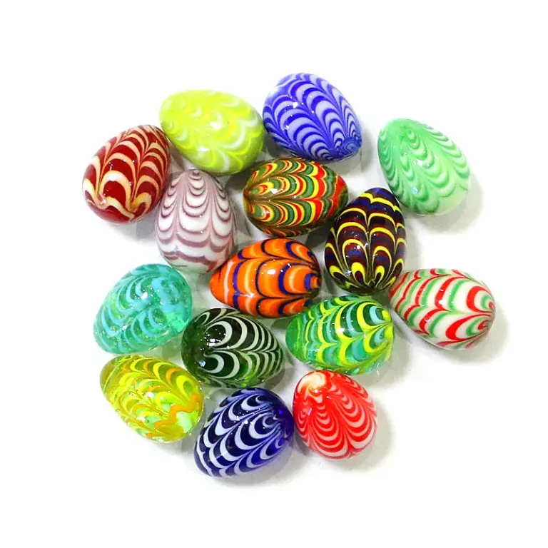 5Stück Custom Schöne Seltene Murano Glas Ostern Ei Form Ornamente Bunte Handgemachte Mini Oval Marmor Ball Für Urlaub Partei decor