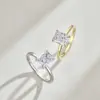 Vinregem Crushed Ice Cut 6*8mm Labor Saphir Edelstein 18 Karat vergoldet 925 Sterling Silber Verlobung sring für Frauen Schmuck Geschenk 3