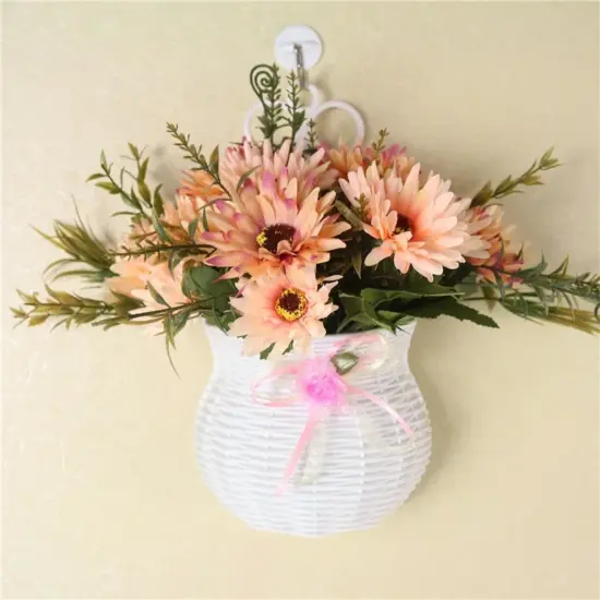 Hängende Blumen korb Gartenparty handgemachte DIY Vase Kleinigkeiten Veranstalter Wand künstliche Rattan Wohnkultur Töpfe 5