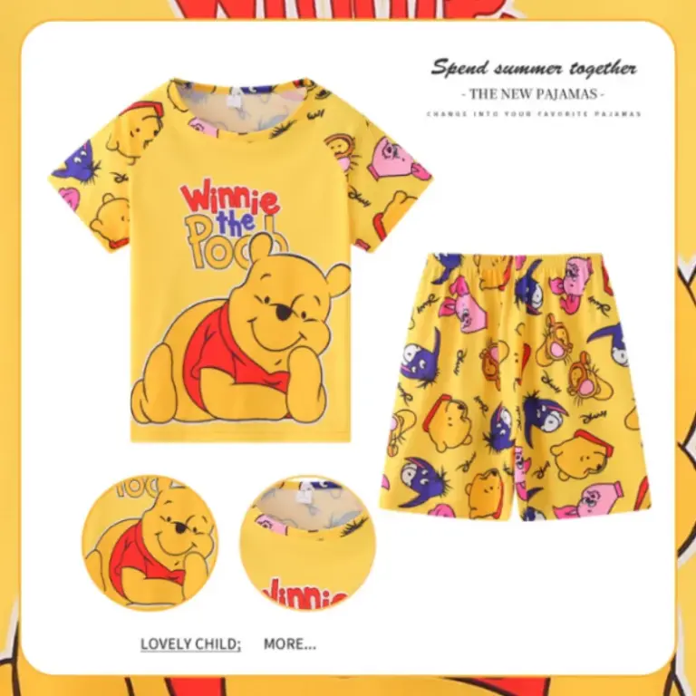 Neue Kinder Kleidung Sommer Winnie Bär Jungen Mädchen Kinder Kleidung Sets Stich Cartoon Anzug Mikey Kid Nachtwäsche Kurzarm 2