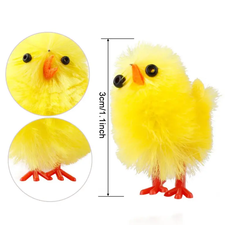 60 stücke Simulation Mini Ostern Küken künstliche Plüsch gelbe Huhn Desktop-Ornament Frühlings party begünstigt Dekoration 3