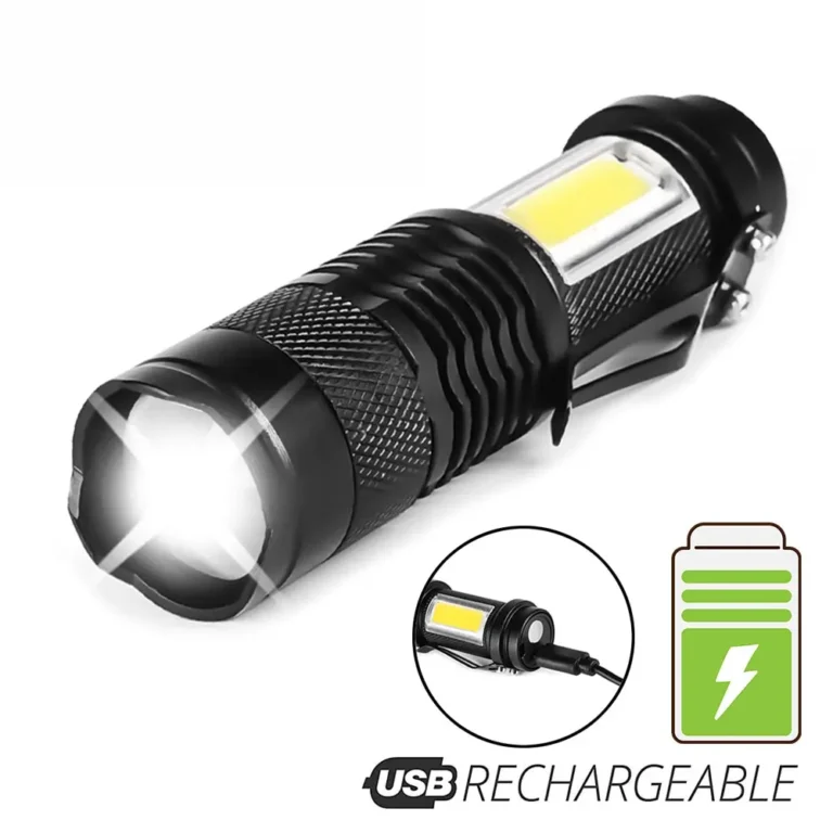 Mini wiederauf ladbare LED-Taschenlampe verwenden xpe Cob Lampe Perle Doppel lichtquelle Blitzlicht für Abenteuer Camping Angeln Bergsteiger