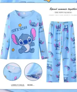 Disney Stich Kinder Pyjamas Nette Anime Cartoon Engel Kinder Herbst Hause Kleidung Jungen Mädchen Weiche Pyjama Set Kawaii Urlaub Geschenke