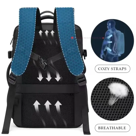 BANGE Reiserucksack für Herren, Business-Rucksack, Schule, erweiterbare USB-Tasche, große Kapazität, 17,3 Laptop, wasserdicht, modischer Rucksack 4
