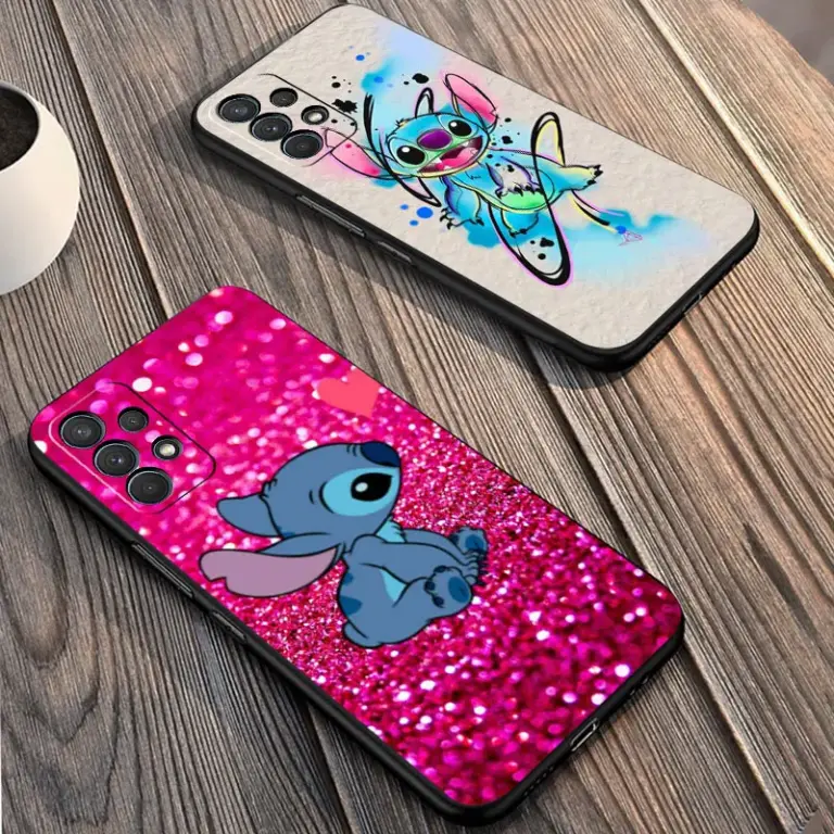 Schwarze Handyhülle für Samsung Galaxy A13 A22 5G A51 A32 A54 A23 A72 A12 A52 A34 A33 Silikonhülle Disney Niedlicher und cooler Stich 5