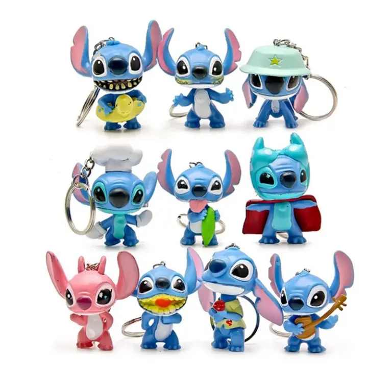 10 stücke Disney Lilo Stich Anime Figuren Action Figura Schlüsselanhänger Anhänger Ornament Puppen Sammlung Modell Stich Spielzeug Für Kinder Geschenk 3