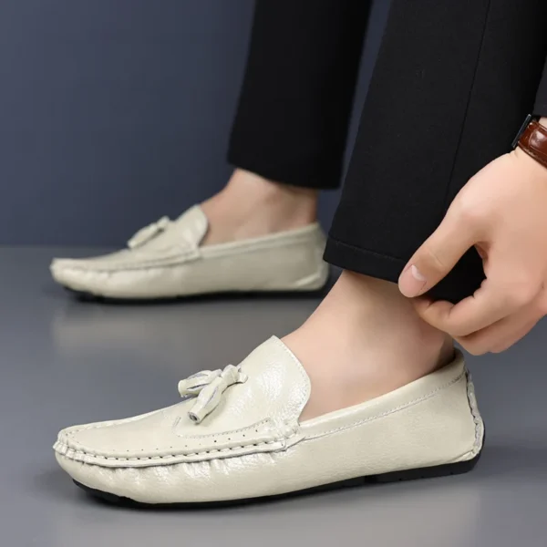 Maedef Herren Slipper Schuhe bequeme Slip-On Mokassins Schuhe männliche Marke braune Leder Boots schuhe lässig flachen Schuh für Männer 4