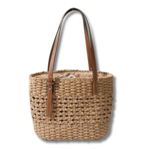 Große Sommer-Strandtasche aus Rattan im Korbdesign