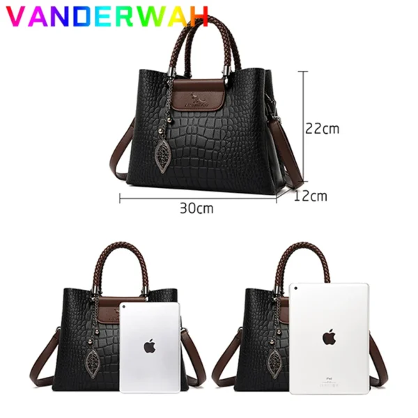 Marke Leder 3 Schichten Alligator Umhängetasche für Frauen Weibliche Schulter Messenger Sac Luxus Designer Damen Handtaschen 4