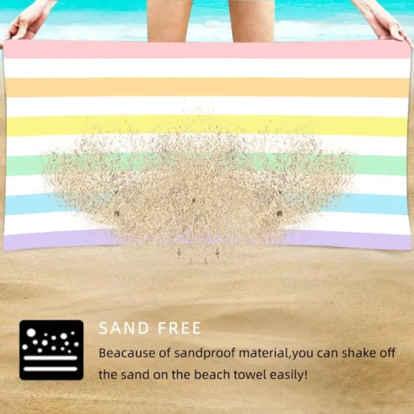 Doppelseitiger Fleece-Doppelseitiger Druck, große Strandtücher, Liege-Zubehör, gestreiftes Strandtuch, XXL mit Tasche, Sonnenbad 6
