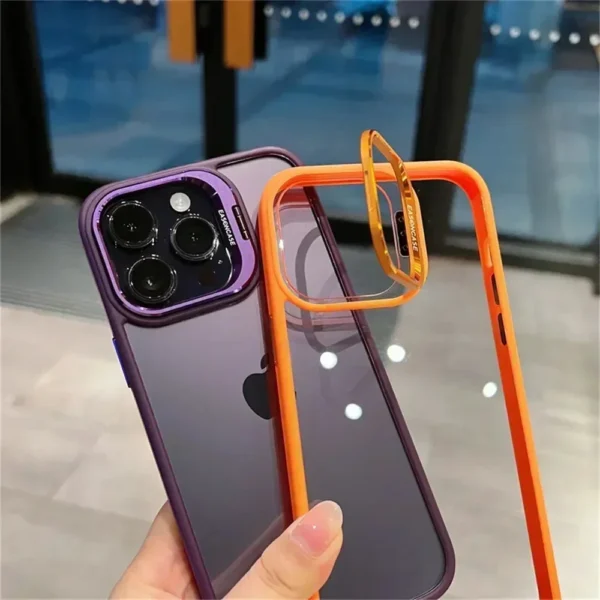 Objektiv-Metallring-Schutz mit Ständer für iPhone 16, 14, 11, 12, 13, 15 Pro Max Plus, Kamera-Glas-Linsenschutz, transparente Abdeckung 5