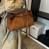 Damen-Umhängetasche aus Wildlederimitat, modische Vintage-Wildleder-Einkaufstasche, große Kapazität, Tasche mit Griff oben, Damen-Reise-Pendler-Handtaschen 5
