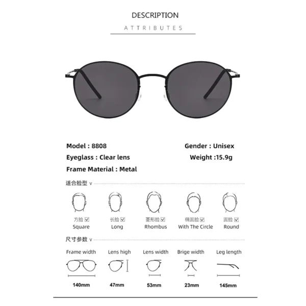 TAG Hezekiah Dänisches Design Sonnenbrille Herren 8808 Ultraleichte Titan-Sonnenbrille Damen 2025, Outdoor-Fahren, UV400, runde Sonnenbrille 6