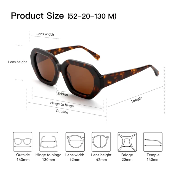 ZENOTTIC Damen-Sonnenbrille, Schmetterlings-Acetat, polarisiert, dicker Rahmen, UV400-Schutz, modische Sonnenbrille für Damen, Geschenk 5