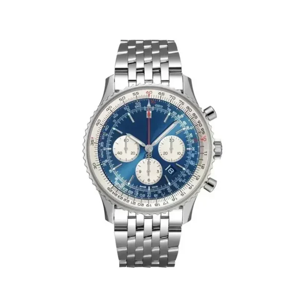 Hochwertige neue Herrenuhr aus Edelstahl, Silber, Roségold, Sport, Schwarz, Blau, Braun, Lederarmband, Quarz-Chronographenuhren