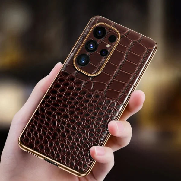Handyhülle aus echtem Rindsleder für Samsung Galaxy S25 S24 Ultra S25 Plus, luxuriöse Rückseite 3