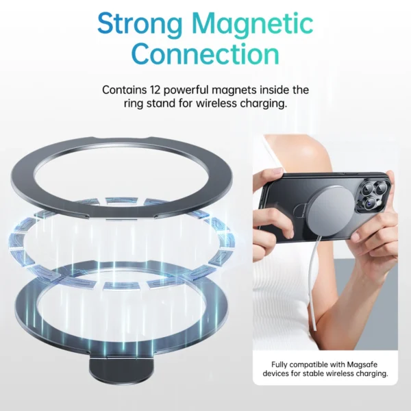Baseus Hülle mit magnetischem Ständer für iPhone 16 15 14 13 Pro Max Plus Hülle 180 ° Verstellbare Kickstand-Ringabdeckung, magnetische Ladehülle 5
