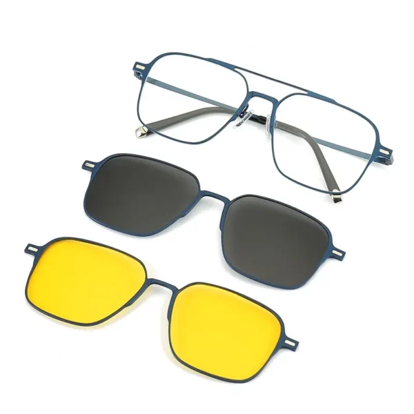 Metall 3 in 1 neuen Stil Magnet clip auf Brille Rahmen Trend polarisierte Sonnenbrille für Männer optische Computer brille uv400 4