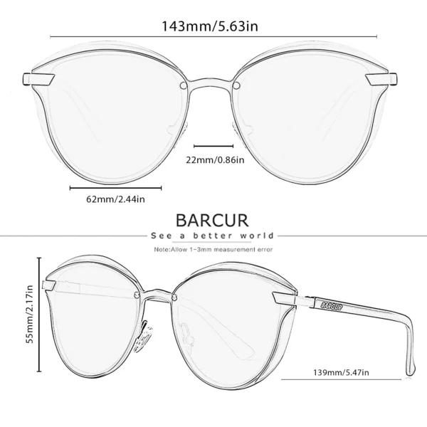 Barcur stil polarisierte sonnenbrille für frauen catmore runde sonnenglas damen frau brille accessoire uvab schutz 2