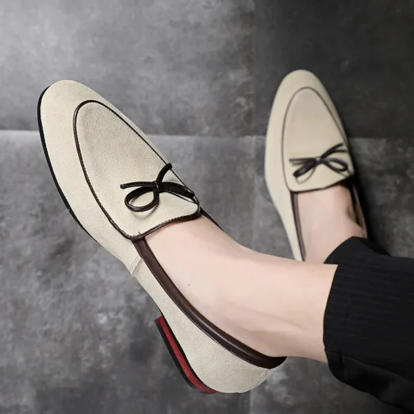 Herren-Freizeitschuhe mit Schleife, echtes Wildleder, trendige Party- und Hochzeits-Loafer, flache Herren-Fahrmokassins 6