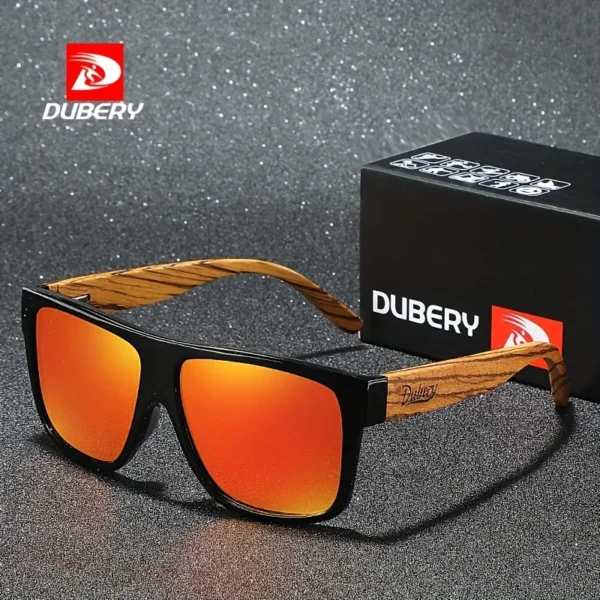 DUBERY Polarisierte Vollrand-Sonnenbrille aus Holz für Damen und Herren, 8 Farben, Modell 240