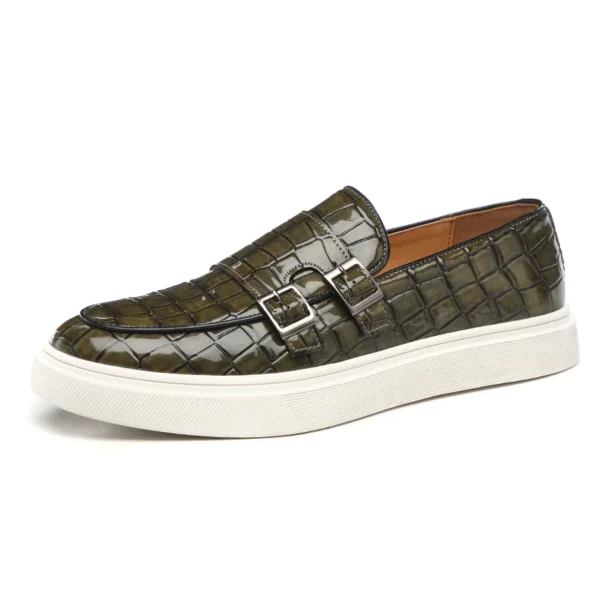 Lässige Mönchsschuhe für Herren, Krokodilleder, modische Herren-Müßiggänger im britischen Stil, Slip-on-Outdoor-Wohnungen für Herren 6